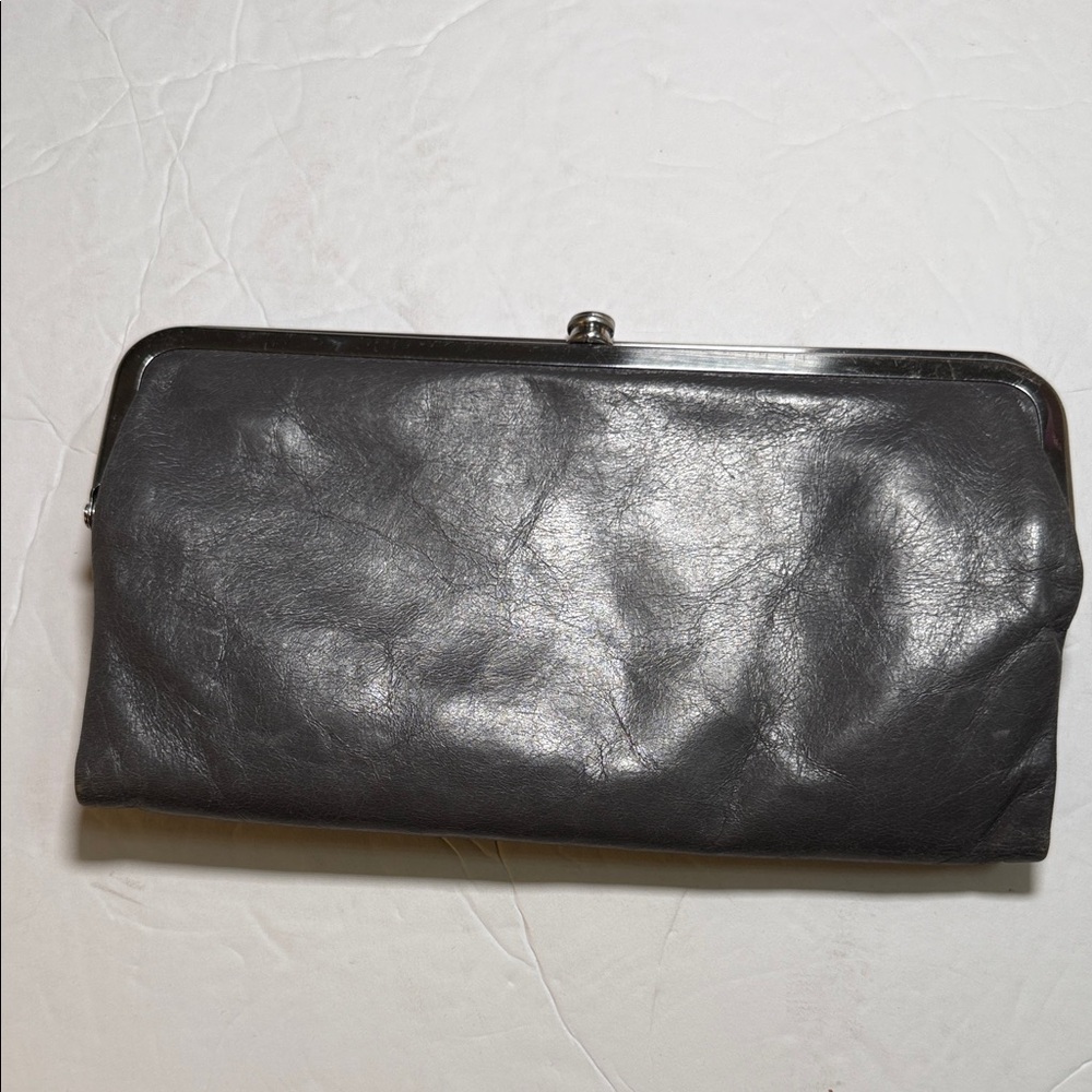 Hobo Dark Gray Leather Clutch